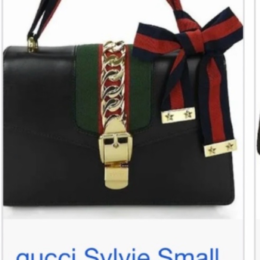 Gucci Black and Green Sylvie Shoulder Bag
